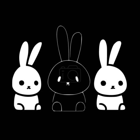 Illustration for Bunnies - black and white isolated icon - vector illustration - Royalty Free Image