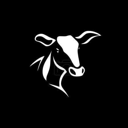 Téléchargez les illustrations : Vache - logo minimaliste et plat - illustration vectorielle - en licence libre de droit