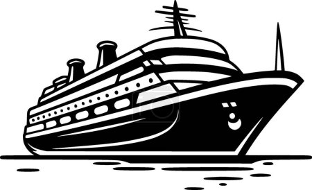 Illustration for Cruise - black and white vector illustration - Royalty Free Image