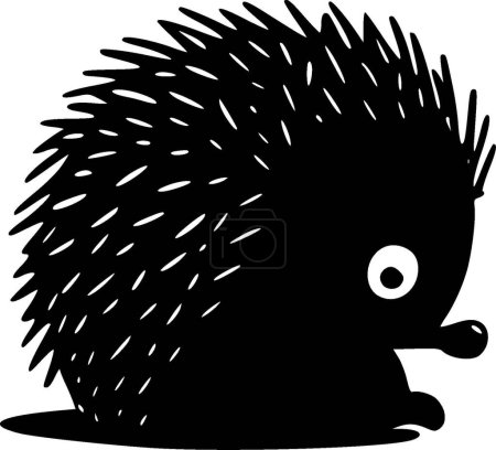 Illustration for Hedgehog - black and white vector illustration - Royalty Free Image