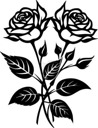 Ilustración de Rosas - ilustración vectorial en blanco y negro - Imagen libre de derechos