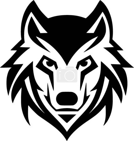Wolf - schwarz-weiße Vektorillustration