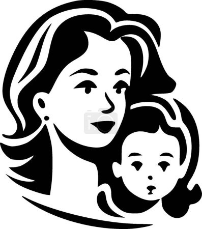 Téléchargez les illustrations : Maman - logo minimaliste et plat - illustration vectorielle - en licence libre de droit