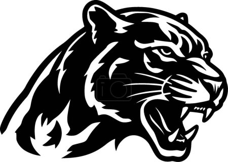 Illustration for Panther - black and white isolated icon - vector illustration - Royalty Free Image