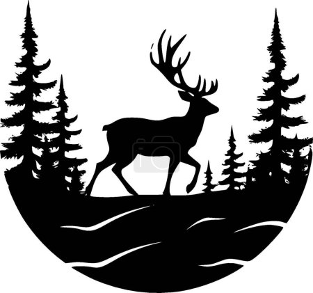 Ilustración de Reno - icono aislado en blanco y negro - ilustración vectorial - Imagen libre de derechos