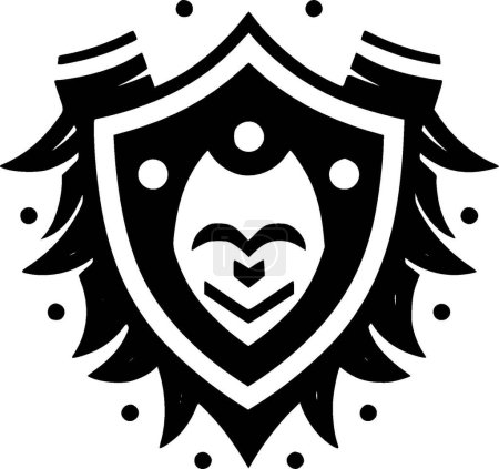 Ilustración de Escudo - icono aislado en blanco y negro - ilustración vectorial - Imagen libre de derechos