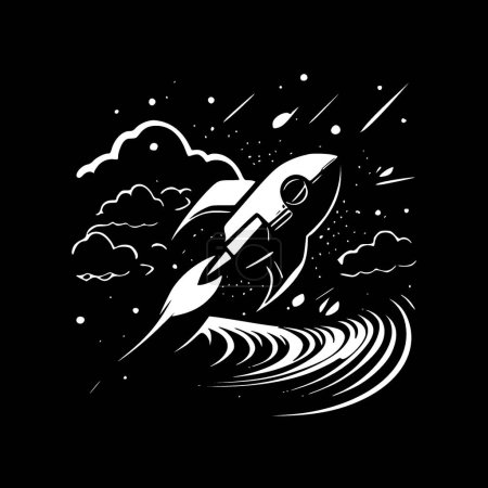 Ilustración de Espacio - icono aislado en blanco y negro - ilustración vectorial - Imagen libre de derechos