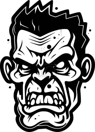 Illustration for Zombie - black and white isolated icon - vector illustration - Royalty Free Image