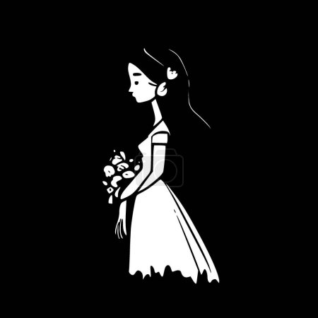 Ilustración de Dama de honor - icono aislado en blanco y negro - ilustración vectorial - Imagen libre de derechos