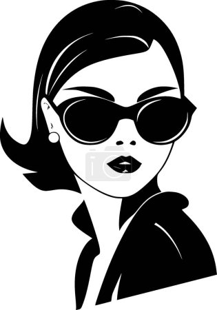 Fashion girl - black and white isolated icon - vector illustration