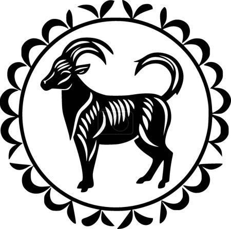 Illustration for Goat - black and white vector illustration - Royalty Free Image