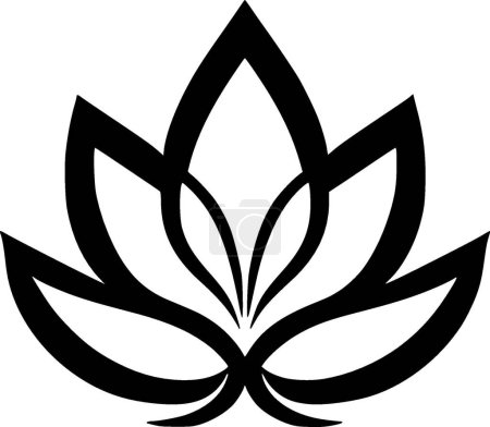 Téléchargez les illustrations : Fleur de lotus - icône isolée en noir et blanc - illustration vectorielle - en licence libre de droit