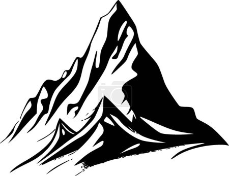 Ilustración de Montaña - ilustración vectorial en blanco y negro - Imagen libre de derechos