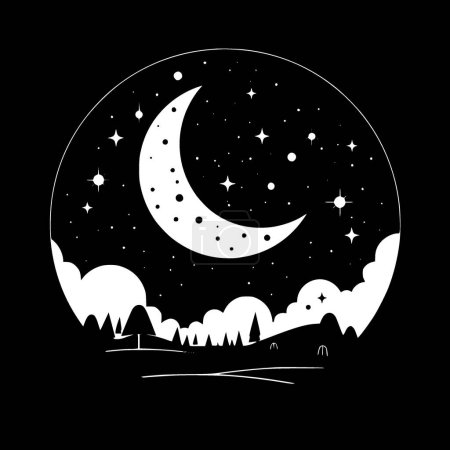 Téléchargez les illustrations : Ciel nocturne - silhouette minimaliste et simple - illustration vectorielle - en licence libre de droit