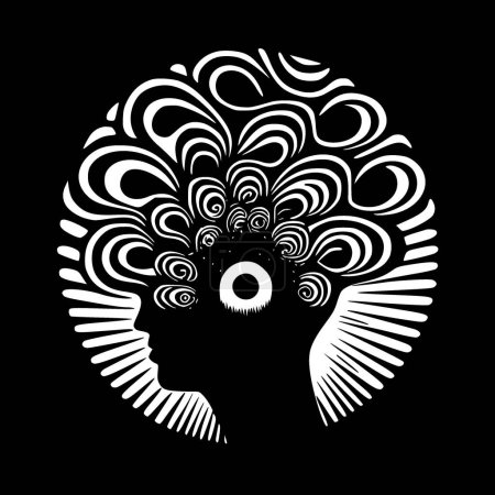 Illustration for Psychedelic - black and white isolated icon - vector illustration - Royalty Free Image
