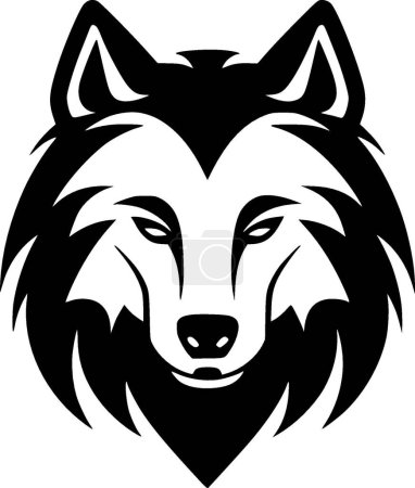 Ilustración de Lobo - ilustración vectorial en blanco y negro - Imagen libre de derechos