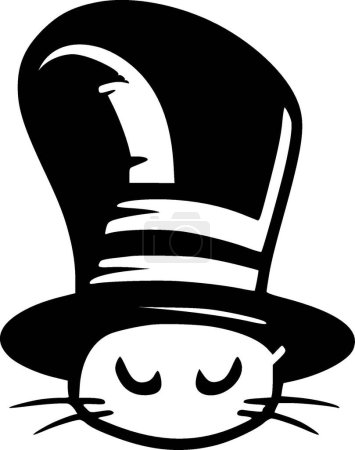 Illustration for Cat in the hat - minimalist and simple silhouette - vector illustration - Royalty Free Image