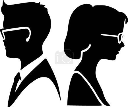 Téléchargez les illustrations : Couples - illustration vectorielle noir et blanc - en licence libre de droit