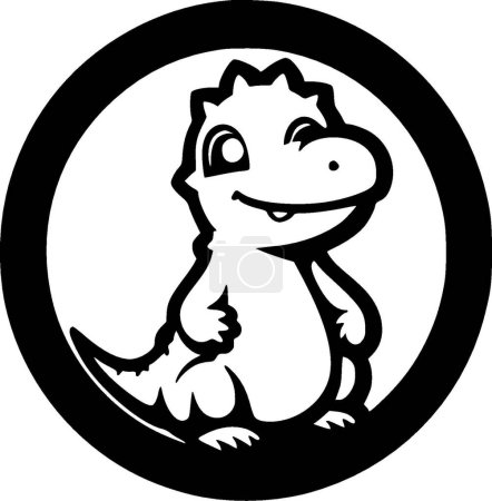 Illustration for Dino - black and white isolated icon - vector illustration - Royalty Free Image