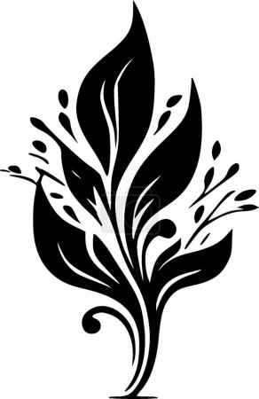 Téléchargez les illustrations : Flourish - icône isolée en noir et blanc - illustration vectorielle - en licence libre de droit