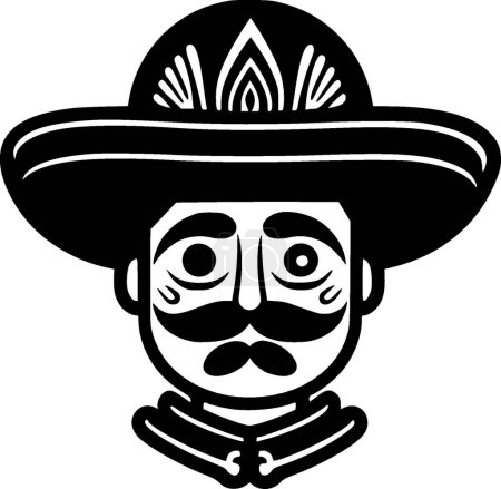 Illustration for Mexico - black and white vector illustration - Royalty Free Image