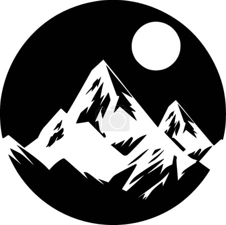 Berge - schwarz-weiße Vektorillustration