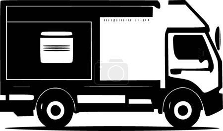 Illustration for Truck - black and white isolated icon - vector illustration - Royalty Free Image