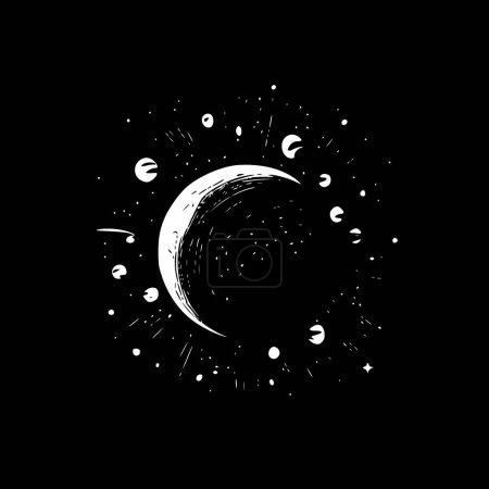 Ilustración de Celestial - ilustración vectorial en blanco y negro - Imagen libre de derechos