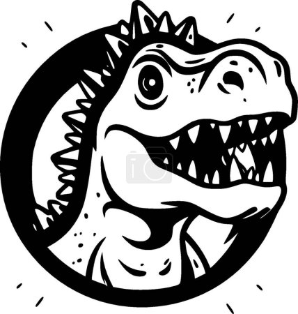 Illustration for Dino - black and white isolated icon - vector illustration - Royalty Free Image