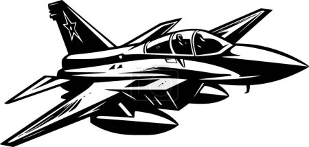 Ilustración de Avión de combate - ilustración vectorial en blanco y negro - Imagen libre de derechos
