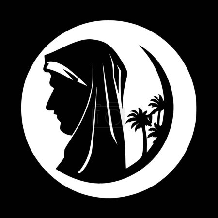 Téléchargez les illustrations : Islam - illustration vectorielle en noir et blanc - en licence libre de droit