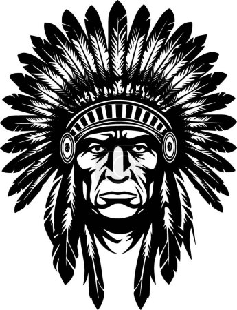 Illustration for Indian chief - minimalist and flat logo - vector illustration - Royalty Free Image