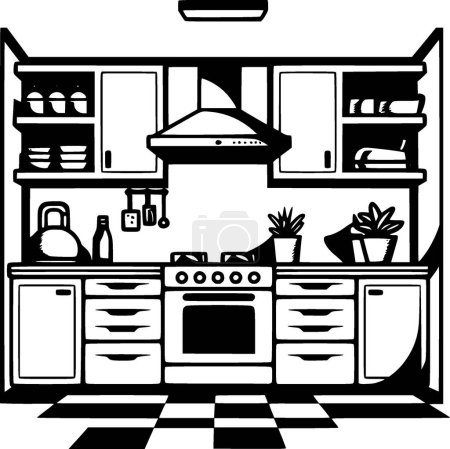 Illustration for Kitchen - minimalist and simple silhouette - vector illustration - Royalty Free Image