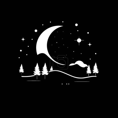 Ilustración de Cielo nocturno - ilustración vectorial en blanco y negro - Imagen libre de derechos