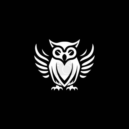 Illustration for Owl - black and white vector illustration - Royalty Free Image