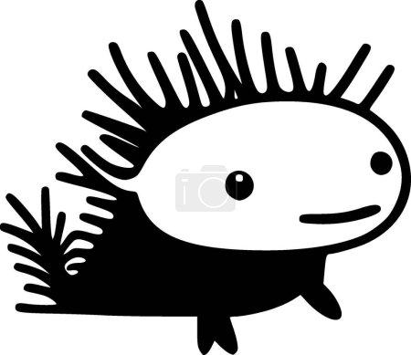Ilustración de Axolotl - ilustración vectorial en blanco y negro - Imagen libre de derechos
