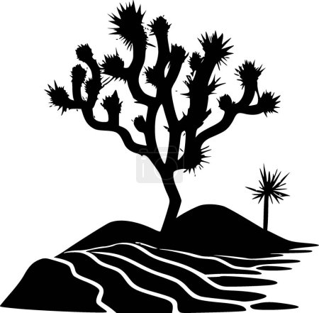 Illustration for Desert - black and white isolated icon - vector illustration - Royalty Free Image