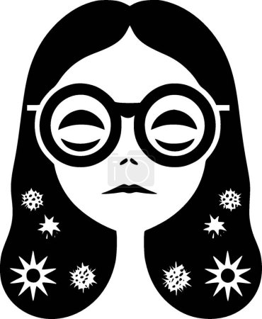 Illustration for Hippie - minimalist and flat logo - vector illustration - Royalty Free Image