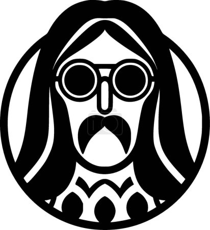 Illustration for Hippy - black and white isolated icon - vector illustration - Royalty Free Image