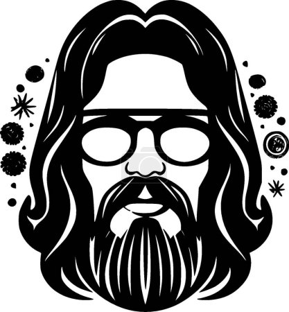 Ilustración de Hippy - logo minimalista y plano - ilustración vectorial - Imagen libre de derechos