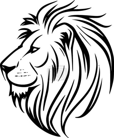 Téléchargez les illustrations : Tête de lion - icône isolée en noir et blanc - illustration vectorielle - en licence libre de droit