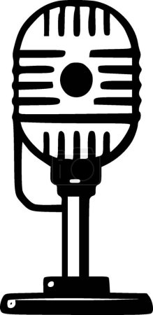 Illustration for Microphone - black and white vector illustration - Royalty Free Image