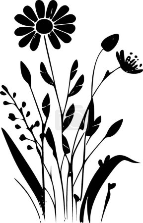 Téléchargez les illustrations : Fleurs printanières - silhouette minimaliste et simple - illustration vectorielle - en licence libre de droit