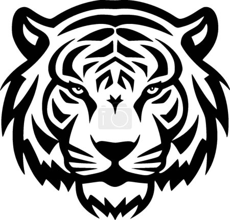 Ilustración de Tigre - icono aislado en blanco y negro - ilustración vectorial - Imagen libre de derechos