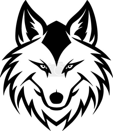 Téléchargez les illustrations : Wolf - illustration vectorielle en noir et blanc - en licence libre de droit