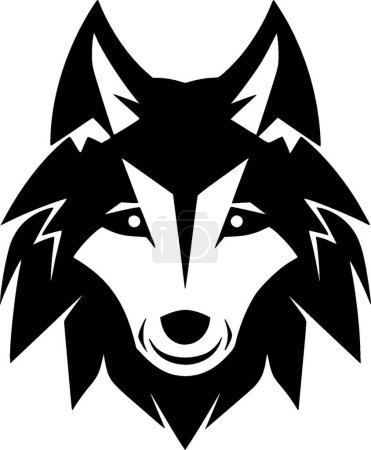 Illustration for Wolf - black and white isolated icon - vector illustration - Royalty Free Image