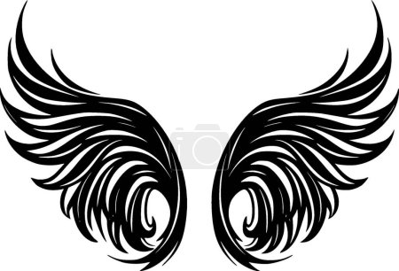 Ilustración de Alas de ángel - icono aislado en blanco y negro - ilustración vectorial - Imagen libre de derechos