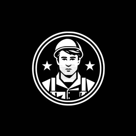 Illustration for Army - black and white isolated icon - vector illustration - Royalty Free Image