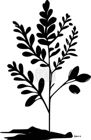 Ilustración de Botanical - ilustración vectorial en blanco y negro - Imagen libre de derechos