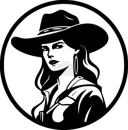 Illustration for Cowgirl - minimalist and simple silhouette - vector illustration - Royalty Free Image
